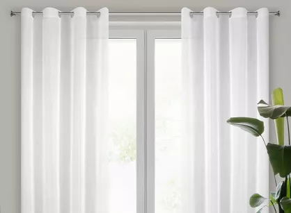 Firana na przelotkach 140x250 LUCY biała z gładkiego woalu