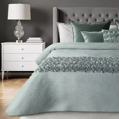 Narzuta welwetowa 220x240 ROSES Eva Minge miętowa z pasem róż 3D