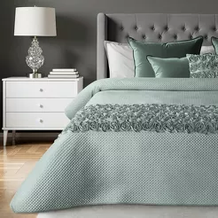 Narzuta welwetowa 220x240 ROSES Eva Minge miętowa z pasem róż 3D