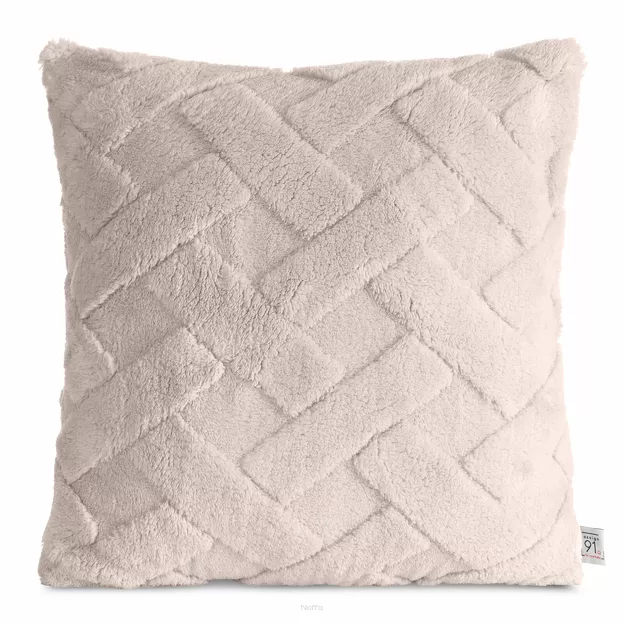 Poszewka 45x45 CARO beżowa puszysta typu flano z wytłaczanym wzorem Design 91
