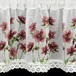 Zazdrostka gotowa w tunelu 150x30 ISA biała z etaminy zdobiona koronką z nadrukiem kwiatowym - 7