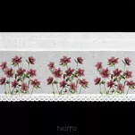 Zazdrostka gotowa w tunelu 150x30 ISA biała z etaminy zdobiona koronką z nadrukiem kwiatowym - 8