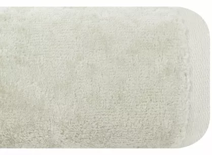 Ręcznik bawełniany 50x90 LUCY kremowy gładki z welurową szeroką bordiurą