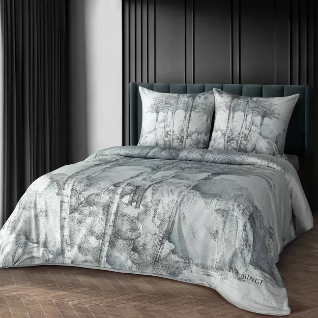 Pościel z makosatyny 220x200 SKYE Eva Minge jasny szary stalowy designerski wzór Premium