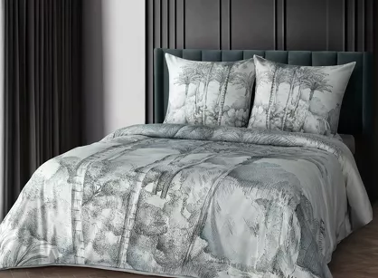 Pościel z makosatyny 220x200 SKYE Eva Minge jasny szary stalowy designerski wzór Premium