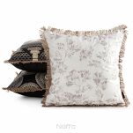 Poszewka na taras 45x45 GARDEN 21 kremowa wodoodporna z motywem roślinnym z frędzlami - 2