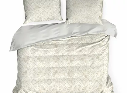 Pościel satynowa 160x200 SPRING 100 ciemny beż z ornamentem roślinnym z kolekcji Classic