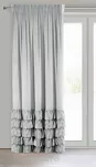 Zasłona na taśmie 140x270 DANI welwetowa srebrna jednokolorowa zdobiona w dolnej części falbanami - 6
