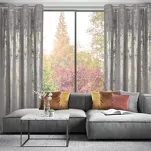 Zasłona na przelotkach 140x250 RENIA welwetowa stalowa z szampańskim przecieranym wzorem - 9