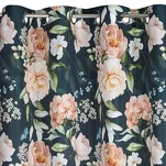 Zasłona na przelotkach 140x270 SALMA czarna różowa z nadrukiem róż - 4