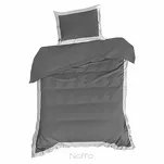 Pościel satyna bawełniana 160x200 LAURA stalowa zdobiona ozdobną białą kantą z kolekcji Nova Style - 5