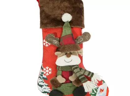 Skarpeta świąteczna 28x53 RENNE 1 czerwona z aplikacją