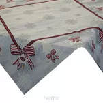 Obrus świąteczny 140x180 4067 gobelinowy popielaty z czerwonymi kokardkami i połyskującą srebrną nicią - 6