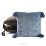 Poszewka futrzana 45x45 ELDA 4 niebieska z pomponami - 2