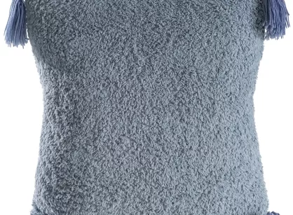 Poszewka futrzana 45x45 ELDA 4 niebieska z pomponami