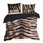 Pościel z makosatyny 140x200 MINGE 16 Eva Minge czarna brązowa z wzorem zwierzęcym i logo projektantki - 4