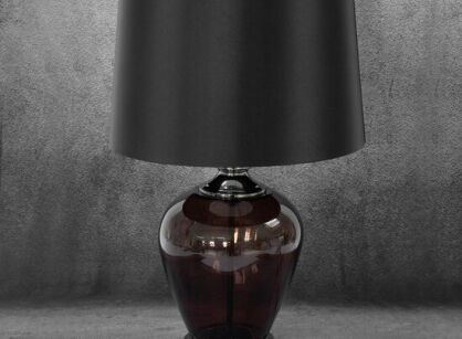 Lampa stołowa fi 33x59 ALMA 3 na szkłanej podstawie z czarnym abażurem