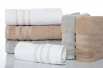 Ręcznik bawełniany 70x140 JUDY miodowy z delikatną bordiurą z błyszczącą srebrną nicią - 7