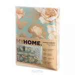 Pościel z mikrowłókna 160x200 HOME 2 miętowa z nadrukiem botanicznym - 6