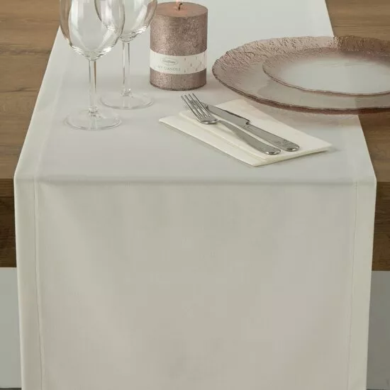 Bieżnik welwetowy 40x140 VELVET biały wykończony mankietem