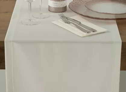 Bieżnik welwetowy 40x140 VELVET biały wykończony mankietem