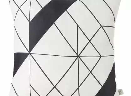  Poszewka 40x40 GEO 1 kremowa z czarnym wzorem geometrycznym
