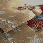 Bieżnik świąteczny 45x140 4069 gobelinowy beżowy z bombkami i połyskującą nicią złotą - 2