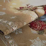 Bieżnik świąteczny 45x140 4069 gobelinowy beżowy z bombkami i połyskującą nicią złotą - 5