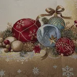 Bieżnik świąteczny 45x140 4069 gobelinowy beżowy z bombkami i połyskującą nicią złotą - 3