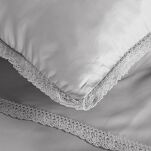 Pościel satynowa 160x200 RETRO 5 srebrna z delikatną koronką z kolekcji Premium - 7