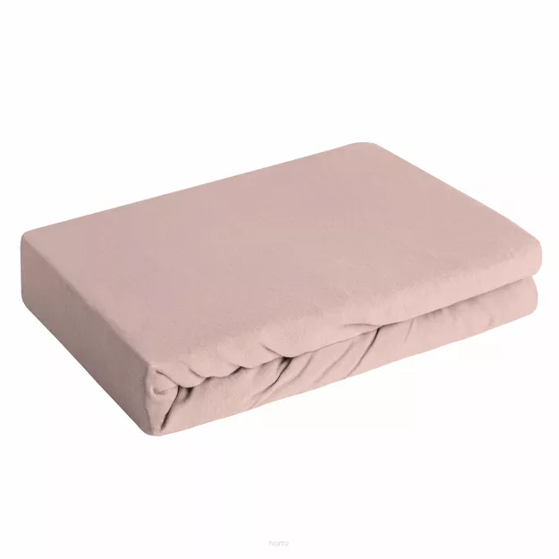 Prześcieradło z bawełny jersey 3 z gumką pudrowy róż 120x200
