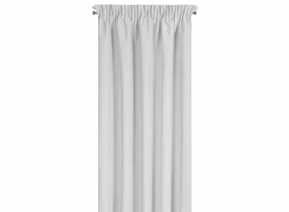 Zasłona gotowa na taśmie 135x270 SUZAN zaciemniająca typu blackout srebrna z tkaniny strukturalnej