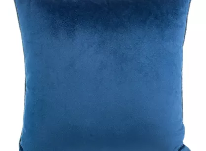 Poszewka welwetowa dwukolorowa 40x40 MEL 2 granatowa srebrna z ozdobną wypustką