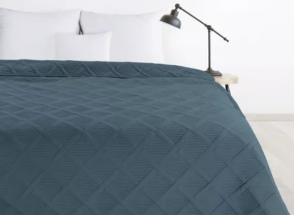 Narzuta 200x220 ALARA 5 turkusowa pikowana z mikrofibry wzór rombów