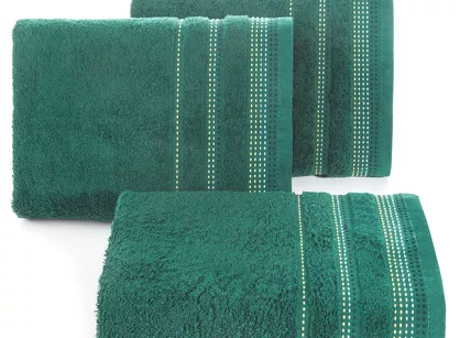 Ręcznik 30x50 POLA ciemna zieleń z kolorową bordiurą zakończoną stebnowaniem 500 g/m2