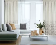 Zasłona na taśmie MARIELA welwetowa kremowa z szampańskim nadrukiem - 6