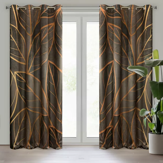 Zasłona gotowa na przelotkach 140x250 ALISMA 2 welwetowa brązowa Limited Collection