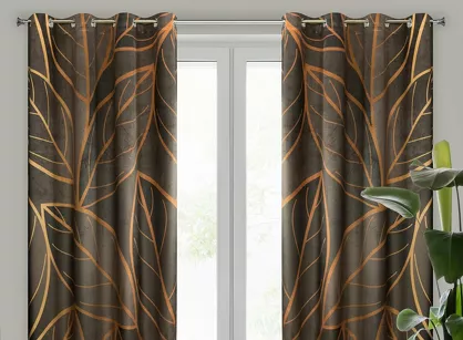 Zasłona gotowa na przelotkach 140x250 ALISMA 2 welwetowa brązowa Limited Collection