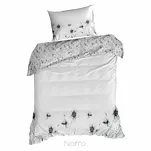 Pościel z satyny 140x200 PREMIUM 22 biała z wzorem szarobeżowych kwiatów z kolekcji Premium - 6