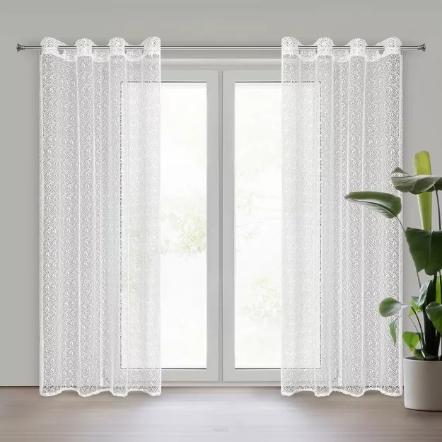 Firana na przelotkach 140x250 ELLISSA biała o strukturze siatki