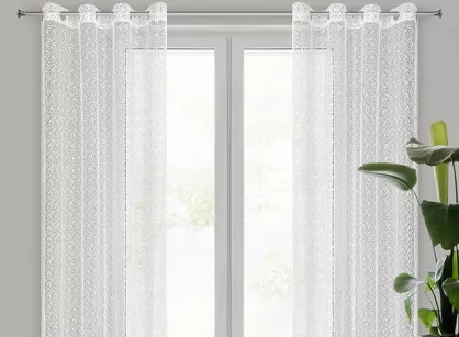 Firana na przelotkach 140x250 ELLISSA biała o strukturze siatki
