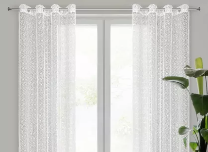 Firana na przelotkach 140x250 ELLISSA biała o strukturze siatki