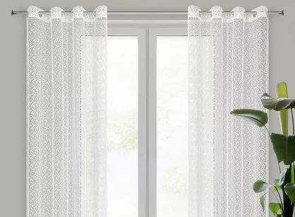 Firana na przelotkach 140x250 ELLISSA biała o strukturze siatki