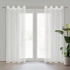 Firana na przelotkach 140x250 ELLISSA biała o strukturze siatki