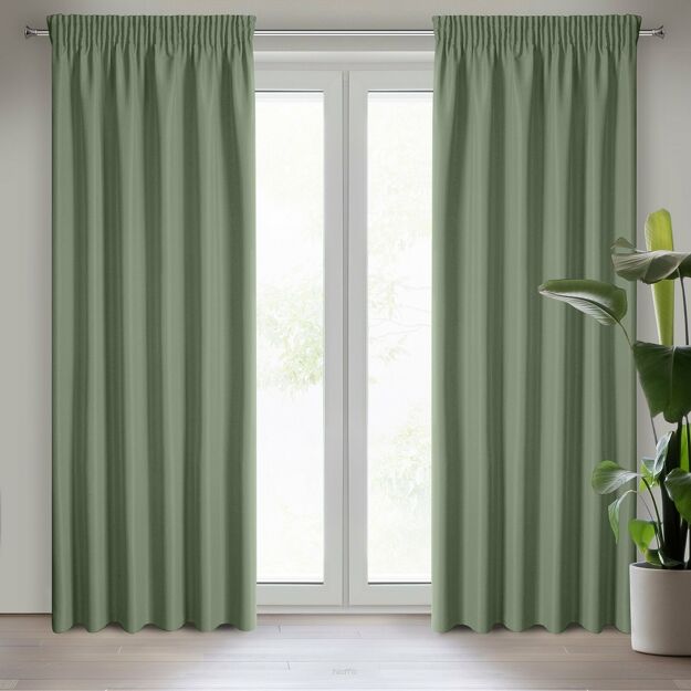 Zasłona na taśmie 140x270 RITA jednokolorowa oliwkowa z miękkiej tkaniny