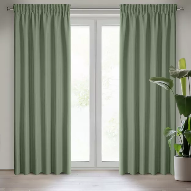 Zasłona na taśmie 140x270 RITA jednokolorowa oliwkowa z miękkiej tkaniny
