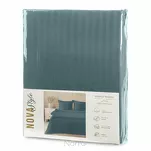 Pościel satynowa 220x200 VERA jednokolorowa gładka morska w prążki - 8