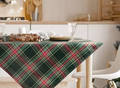 Nakładka świąteczna 85x85 AURORA zielona czerwona bawełniana w kratkę