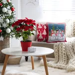 Poszewka świąteczna 45x45 XMAS 1 czerwona w bałwanki tkana - 3
