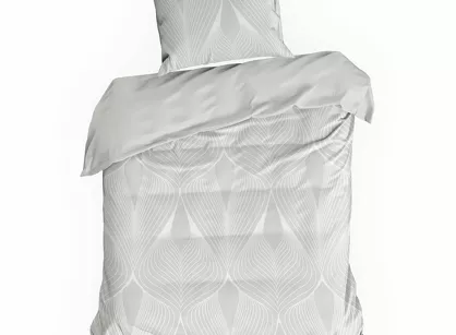 Pościel satynowa 140x200 SPRING 88 jasny szary z motywem geometrycznym z kolekcji Classic